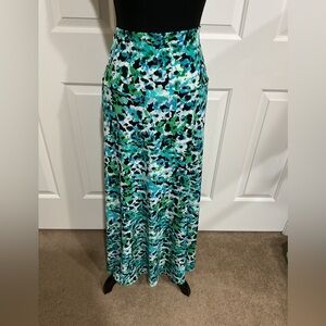 LuLaRoe M Teal Blue Green Floral Maxi Skirt